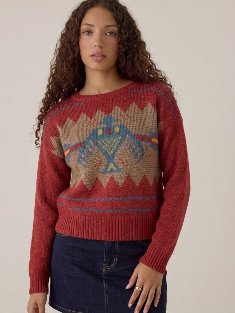 Ecoté Urban Outfitters Totem Aztec Eagle Sweater Mohair Wool Blend Size Small